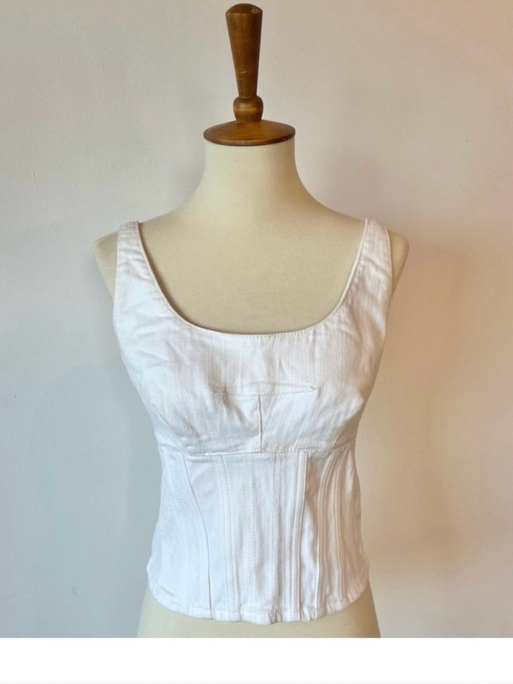 Anthropologie Maeve White Scoop-Neck Bustier/Corset-Like Tank